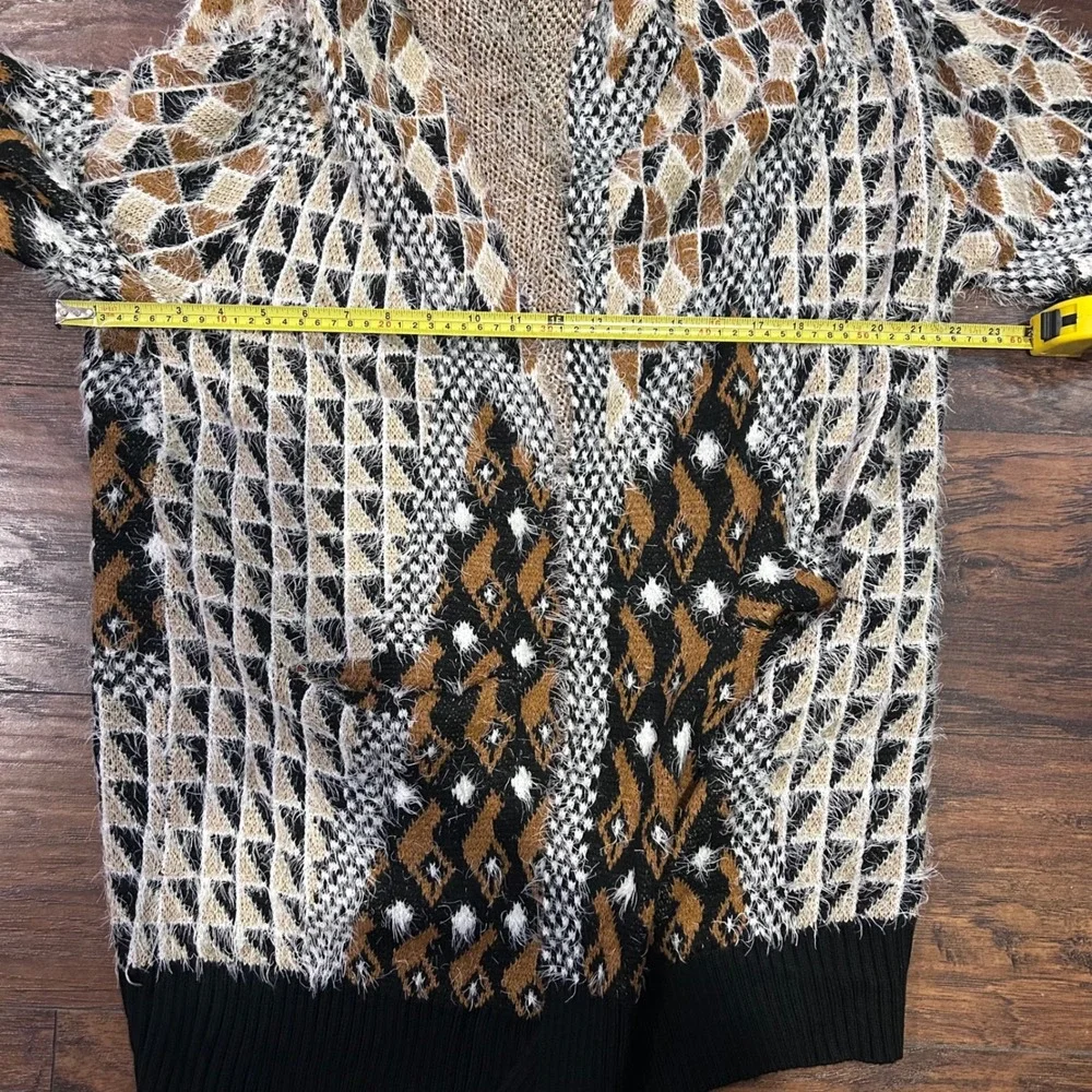 Oliver Fuzzy Knit Cardigan‎ Leopard Print bohemian Sweater Women's Size L New